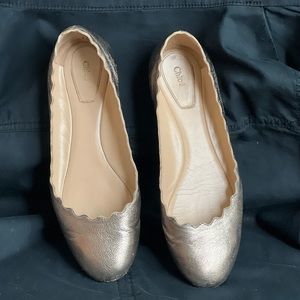 Chloé
Lauren Scalloped Metallic Leather Ballerina Flat